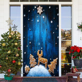 Aus Holz Wand Blau Weihnachten Baum Elch Stern Tür Abdeckung